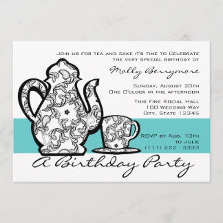 Geburtstagstee mit veränderbarer Farbe Einladung