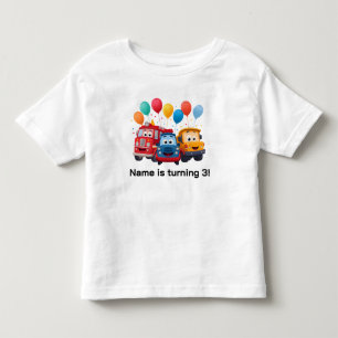 Geburtstagsthema Blaugestreifter LKW Kleinkind T-shirt