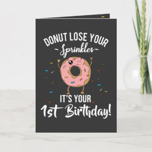 Geburtstagsthema Donut zum 1. Geburtstag Personali Karte