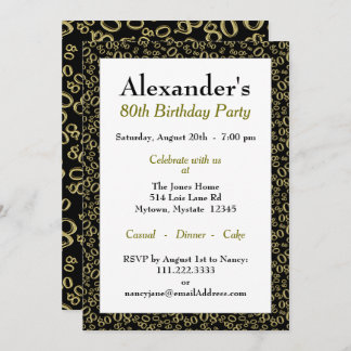 Geburtstagsthema - Gold und Schwarzes Muster Einladung