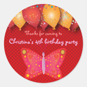 Geburtstagsthema: Schmetterling Runder Aufkleber