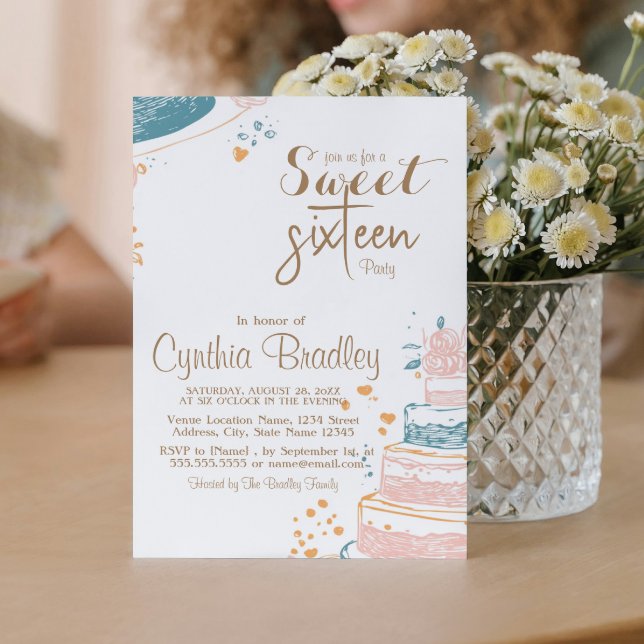 Geburtstagstorte 16 . Geburtstag Geburtstagsparty Einladung (Von Creator hochgeladen)
