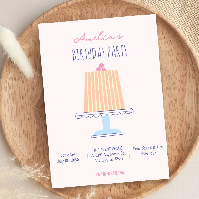 Geburtstagstorte Pastellfarben Einladung (Von Creator hochgeladen)