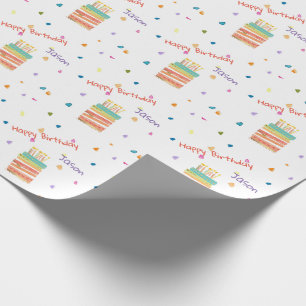 Geburtstagstorte und Konfetti - individuelles Gesc Geschenkpapier