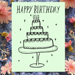 Geburtstagstorte Whimsical Sketch Doodle Postkarte
