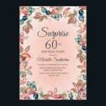 Geburtstagsüberraschung 60. Frauen Rosa Aquamarine Einladung<br><div class="desc">Elegantes botanisches Rosa und aquamarine Aquarellblumen und Blätter Garten-Thema 60. Überraschung Geburtstagsfeier Einladung für Frauen. Schön für eine Feier zu jeder Jahreszeit,  aber perfekt geeignet für den Herbst. Text,  Schriftart,  Größe und Farbe des Schriftartes sind vollständig anpassbar,  sodass diese Karte für jedes Alter angepasst werden kann.</div>