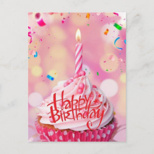 Geburtstagswaffe Cake Pink Post Card Postkarte
