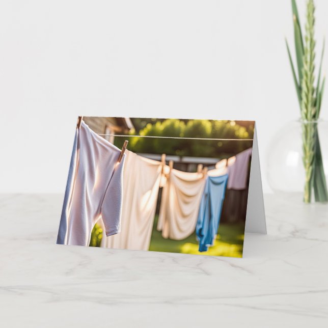 Geburtstagswäsche auf der Wäscheleine Karte (Vorderseite)