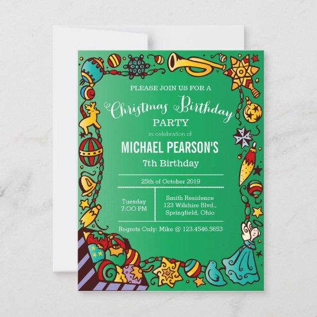 Geburtstagsweihnachtsfeier Einladung (Vorderseite)