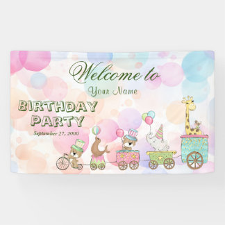 Geburtstagswillkommen bei Circus Animals Banner