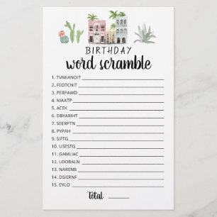 Geburtstagswort-Scramble-Spiel mit Antworten