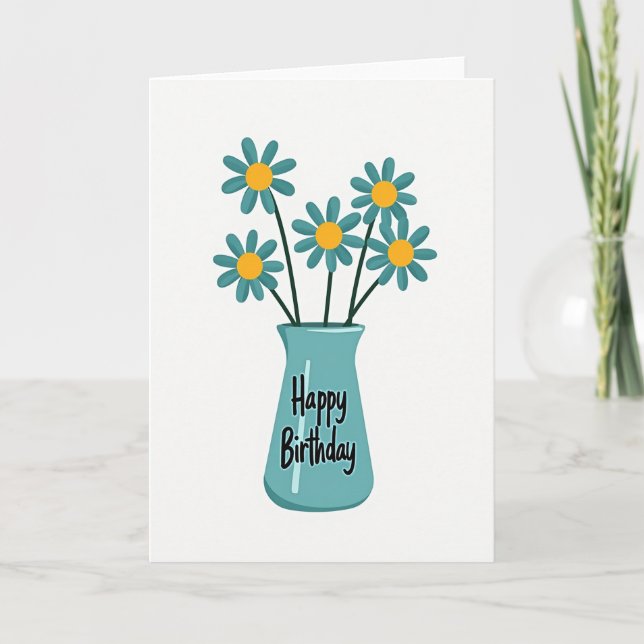 Geburtstagswunsch Teal Bloom Karte (Vorderseite)