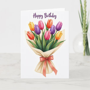 Geburtstagswünsche Tulpenstrauß-Grußkarte Karte