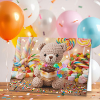 Geburtstagswünsche von gehäkelt Teddybär - Color M Karte