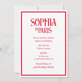 Geburtstagswünsche zum 30. mit French Kisses Paris Einladung