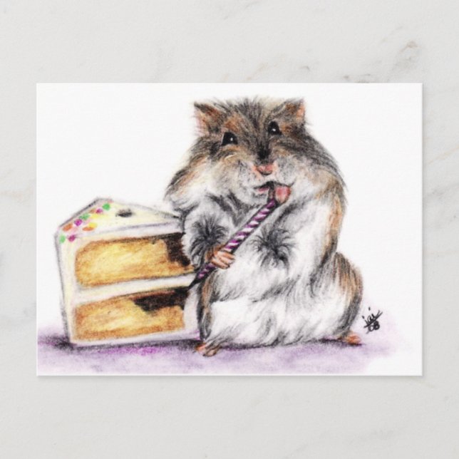 Geburtstagszeit (Hamster) Schlichte Postkarten (Vorderseite)