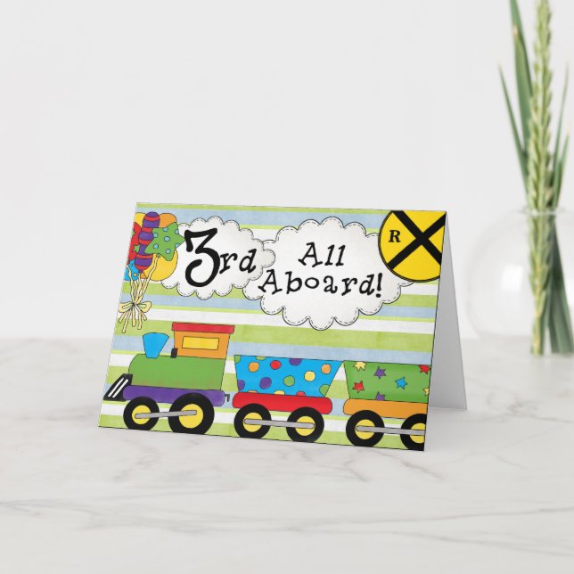 Geburtstagszug 3. Geburtstag Einladungen (Vorderseite)