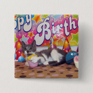 Geburtstaste des Bobs - Katze / Kitte Button