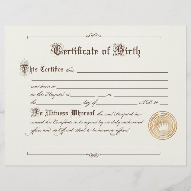 Geburtsurkunde Flyer (Vorne)