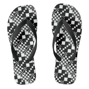 Gecheckt, Karo - Schwarz und Weiß Flip Flops