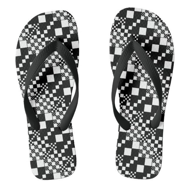 Gecheckt, Karo - Schwarz und Weiß Flip Flops (Fußbett)