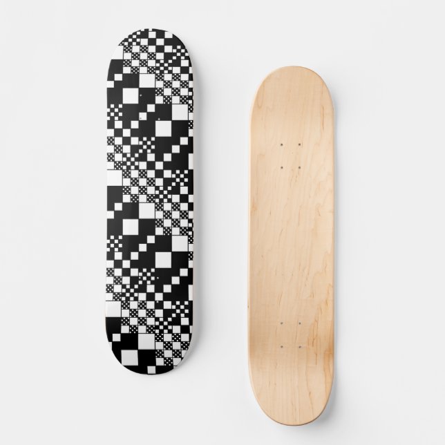 Gecheckt, Karo - Schwarz und Weiß Skateboard (Vorderseite)