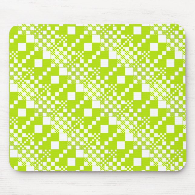 Gecheckt, Karos - Limettengrün und Weiß Mousepad (Vorne)