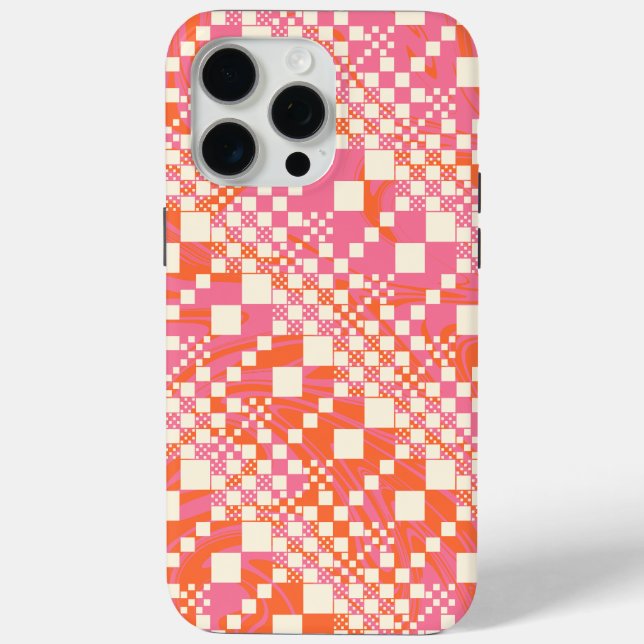 Gecheckt, Karos - Rosa, Orange und Creme Case-Mate iPhone Hülle (Rückseite)