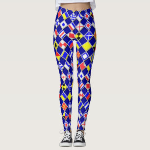 Gecheckte Nautic Signal Flags Navy Blues Leggings