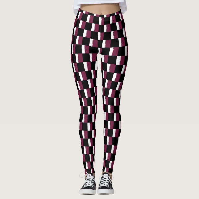 Gechecktes Katar-Flag-Muster Leggings (Vorderseite)