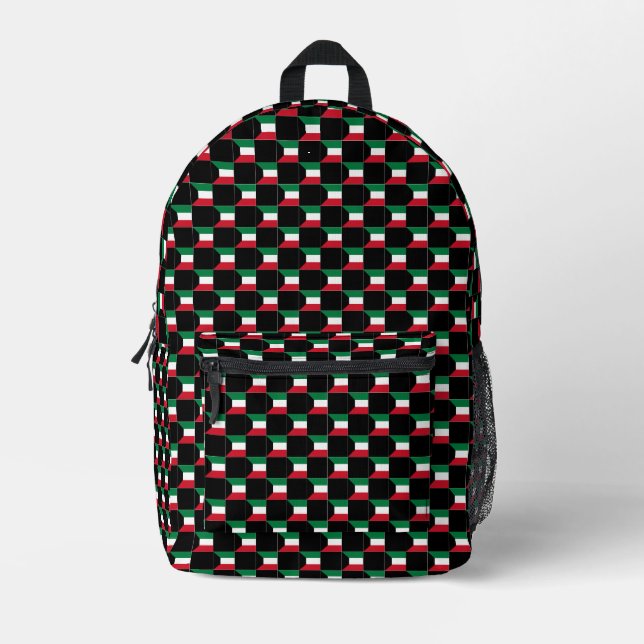 Gechecktes Kuwait-Flag-Muster Bedruckter Rucksack (Vorderseite)