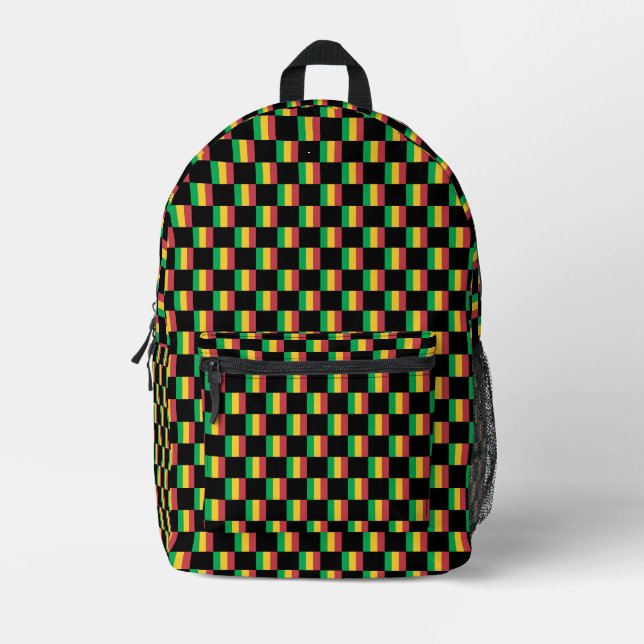 Gechecktes Mali-Flag-Muster Bedruckter Rucksack (Vorderseite)