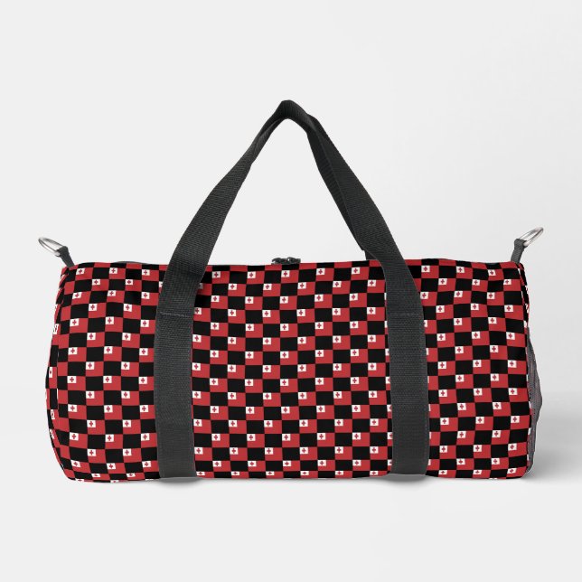 Gechecktes Muster der Tonga-Flagge Duffle Bag (Vorderseite)
