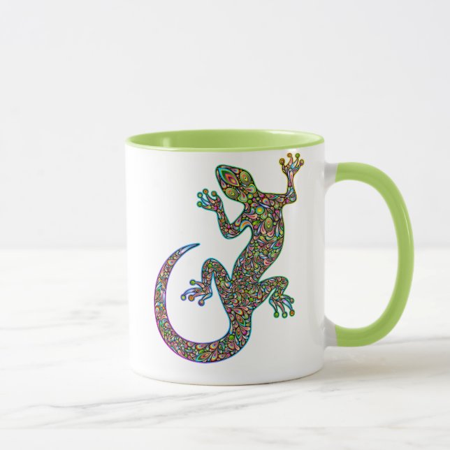 Geck Gecko Psychedelic Design Tasse (Rechts)