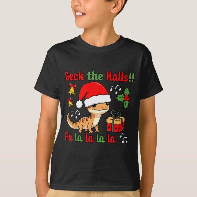 Geck The Halls Leopard Gecko Christmas Pun Pet Own T-Shirt (Vorderseite)
