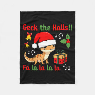 Geck The Halls Leopard Gecko Weihnachten Pun Haust Fleecedecke