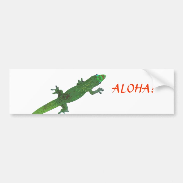 Gecko Blick auf "Aloha" Gruß Autoaufkleber (Vorne)