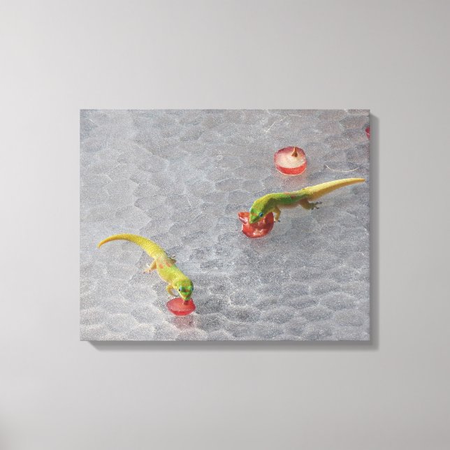 Gecko Cocktailstunde zweiteiliges Leinwand Set (Vorderseite)