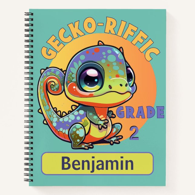 Gecko Custom Grade Name Alphabet Number Line Days Notizbuch (Vorderseite)