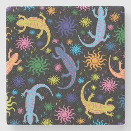 Gecko-Eidechsen mehrfarbig ganz über Druck Steinuntersetzer