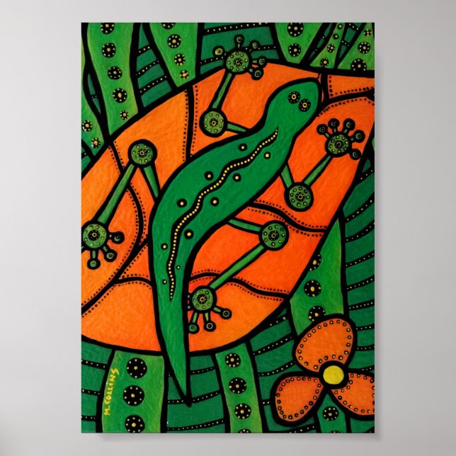 Gecko Green und Orange Poster (Vorne)