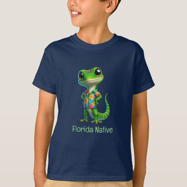 Gecko im tropischen Shirt (Vorderseite)