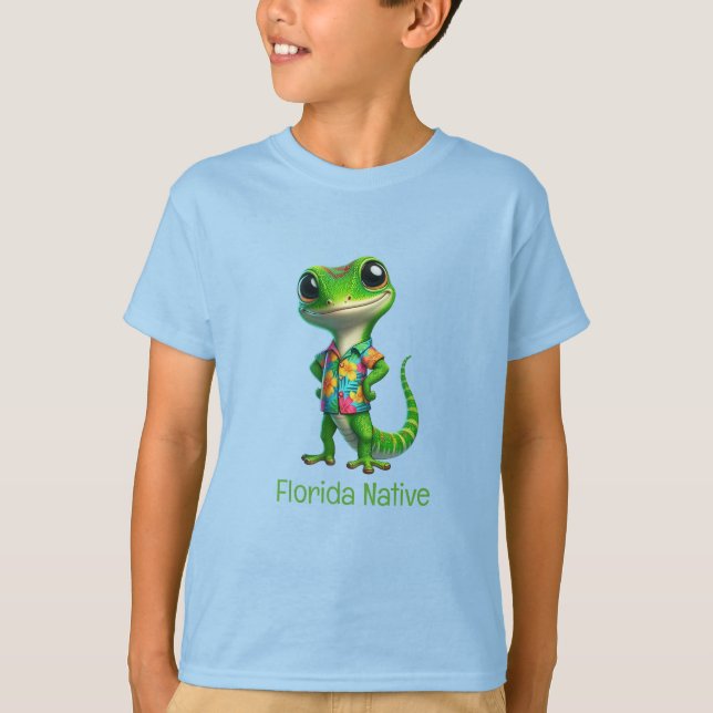 Gecko im tropischen Shirt (Vorderseite)