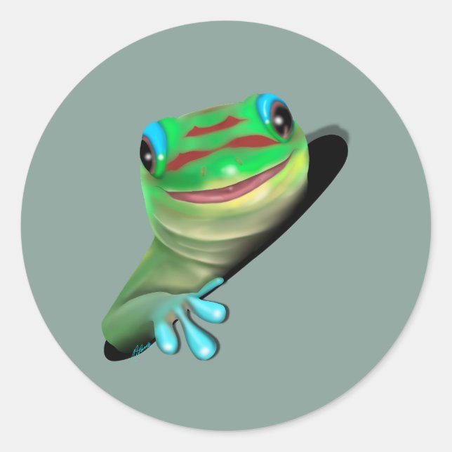 Gecko in einem Loch Runder Aufkleber (Vorderseite)