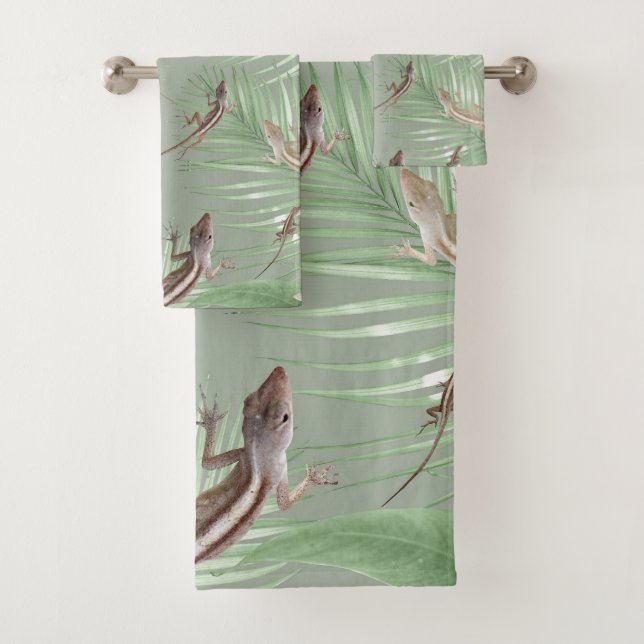 Gecko Jungle Dream #2 #decor #art Badhandtuch Set (Insitu)