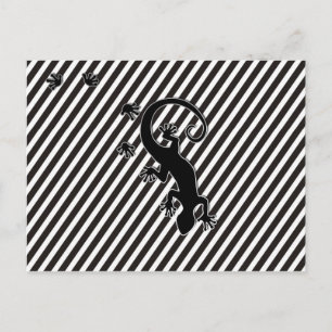 Gecko läuft - schwarz-weiße Streifen Postkarte
