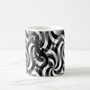 Gecko läuft - Wirbel schwarz und weiß Tasse