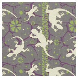 Gecko Lizard Abstrakt Cactus Ethnic Pattern Stoff