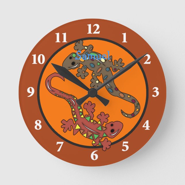 Gecko Lizard Mexikanisches Thema Wall Clock Runde Wanduhr (Vorderseite)