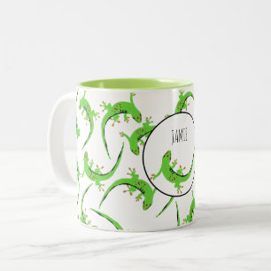 Gecko Lizard Reptile Muster Zweifarbige Tasse